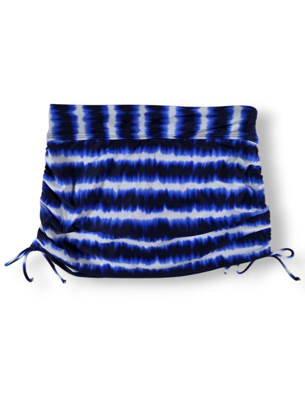 ATHLETA Scrunch Ruched Side Blue Tie Dye Swim Skirt Bottom S NWOT